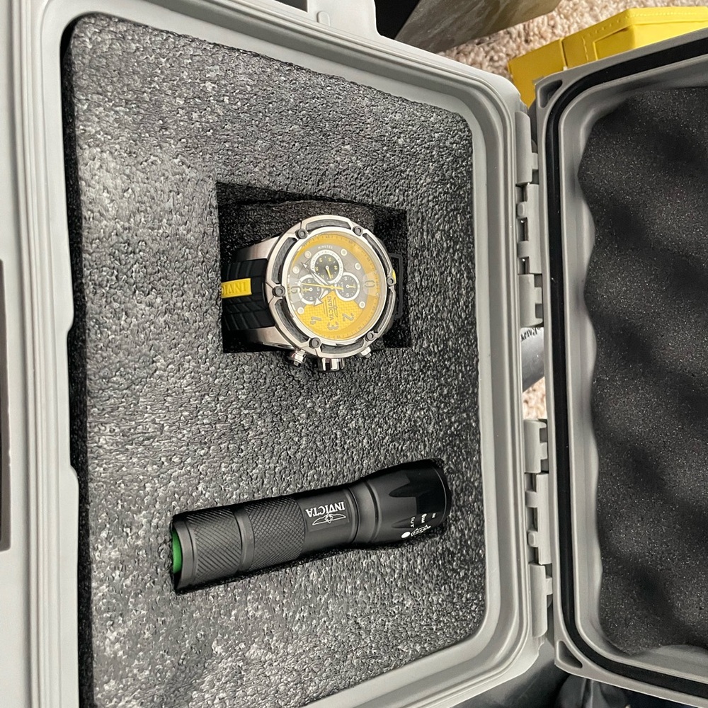 Invicta Yellow and Black Watch with Flashlight